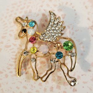 Crystal Unicorn Brooch